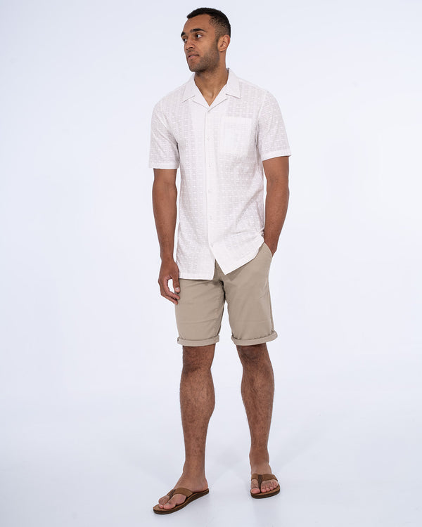 2t Blake Tall Short Sleeve Embroirdered Revere Shirt (white)