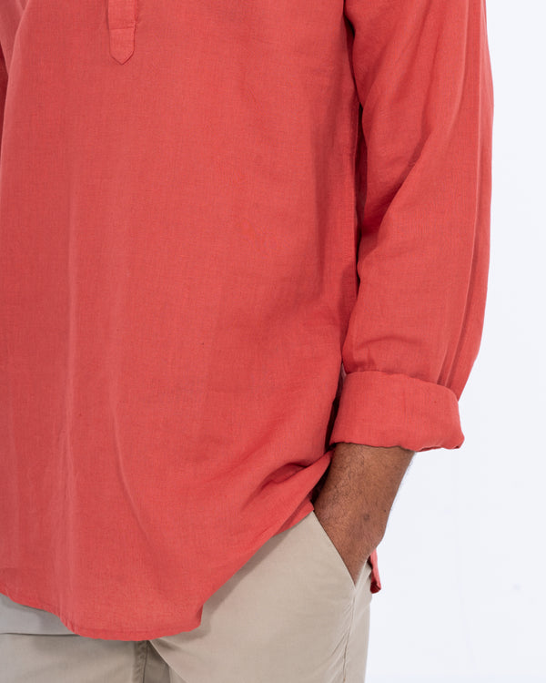 2t Cruz Tall Half Placket Linen Shirt (coral)