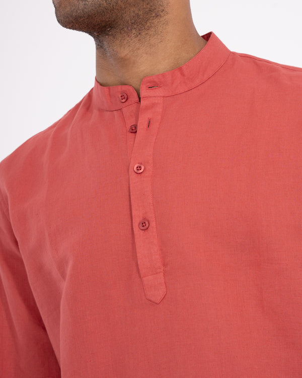 2t Cruz Tall Half Placket Linen Shirt (coral)
