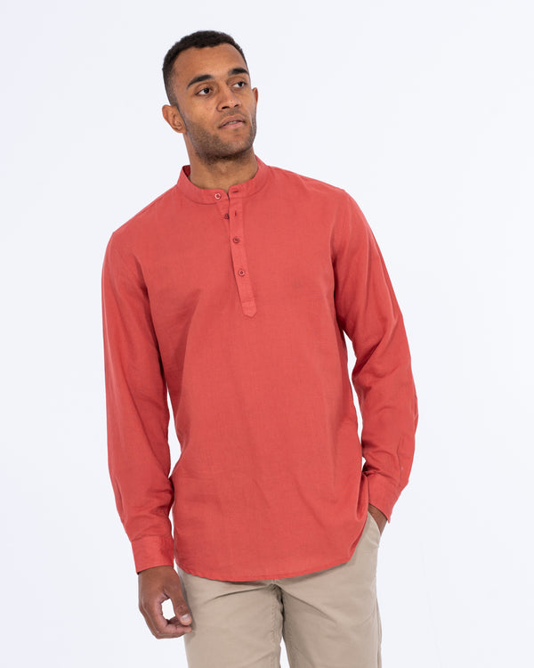 2t Cruz Tall Half Placket Linen Shirt (coral)