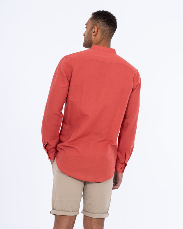 2t Cruz Tall Half Placket Linen Shirt (coral)