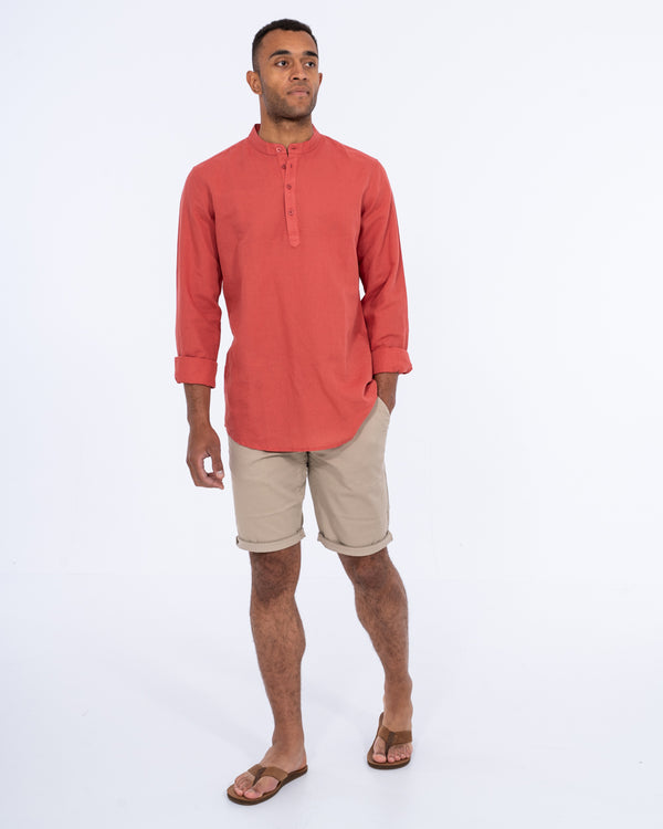 2t Cruz Tall Half Placket Linen Shirt (coral)