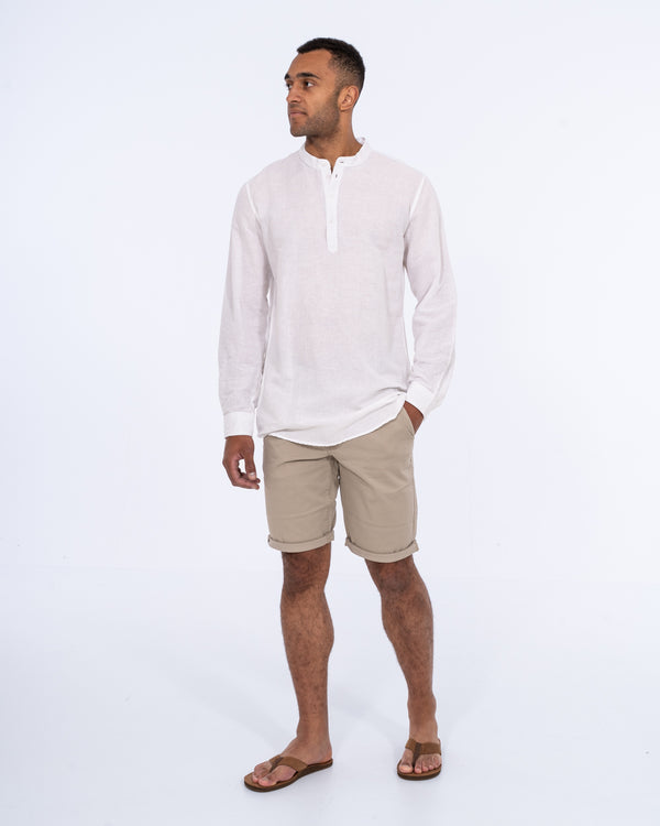2t Cruz Tall Half Placket Linen Shirt (white)