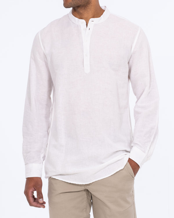 2t Cruz Tall Half Placket Linen Shirt (white)