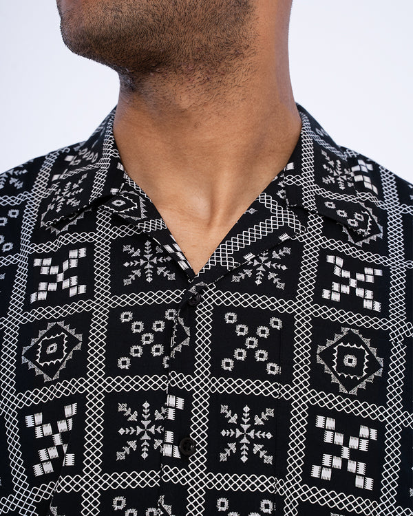 2t Etienne Tall Short Sleeve Revere Shirt (black/white)