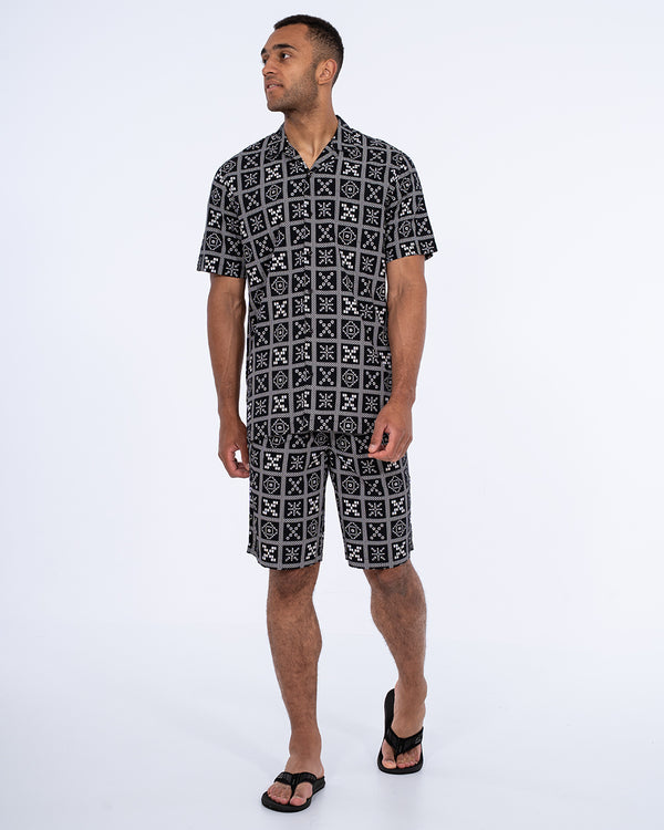 2t Etienne Tall Short Sleeve Revere Shirt (black/white)