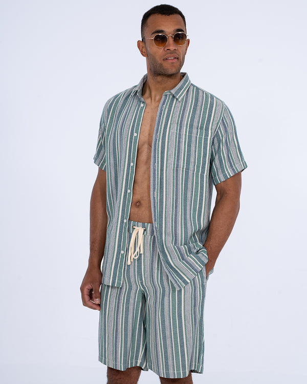 2t Greg Tall Short Sleeve Striped Shirt (green)