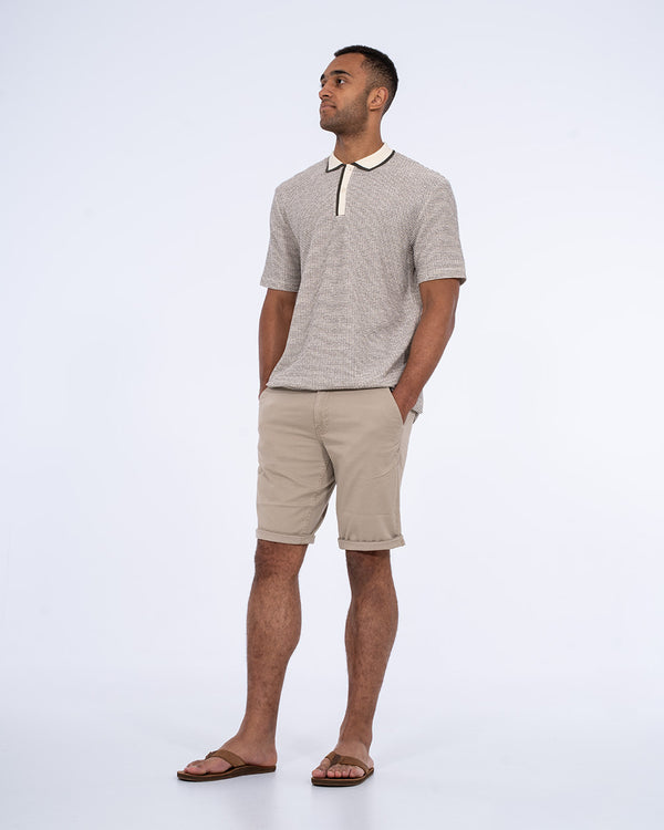 2t Tall Jacquard Tipped Polo Shirt (cream)