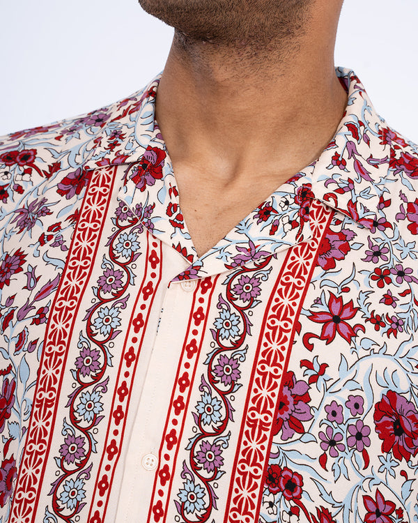 2t Musa Tall Short Sleeve Printed Revere Shirt (red)