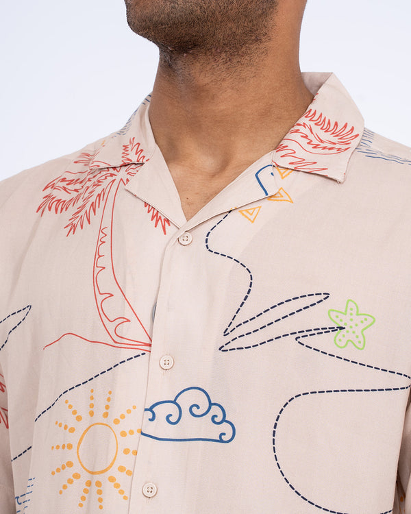 2t Rhodes Tall Short Sleeve Printed Shirt (cream)