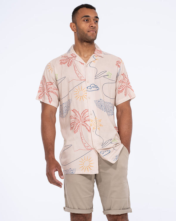 2t Rhodes Tall Short Sleeve Printed Shirt (cream)