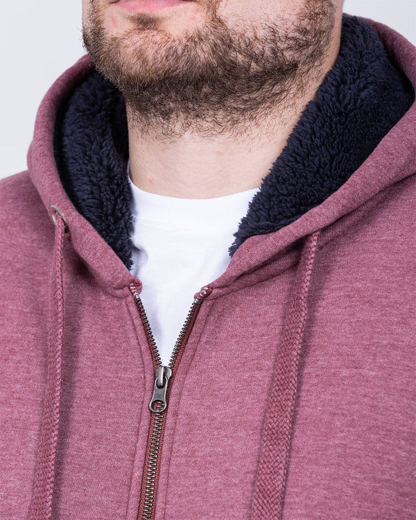 2t Zip Up Tall Sherpa Hoodie (burgundy marl)