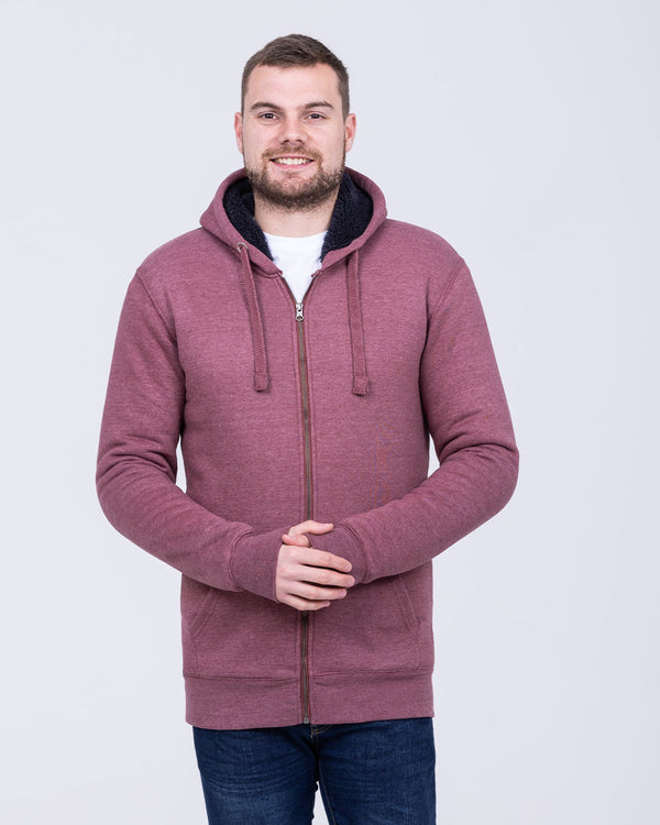 2t Zip Up Tall Sherpa Hoodie (burgundy marl)