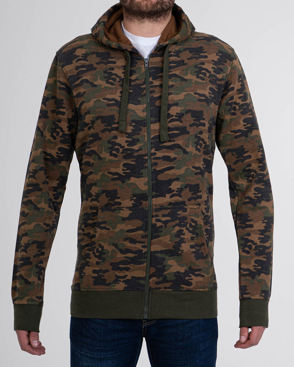 2t Reißverschluss Hoher Tarnfleck-Hoodie (Khaki)