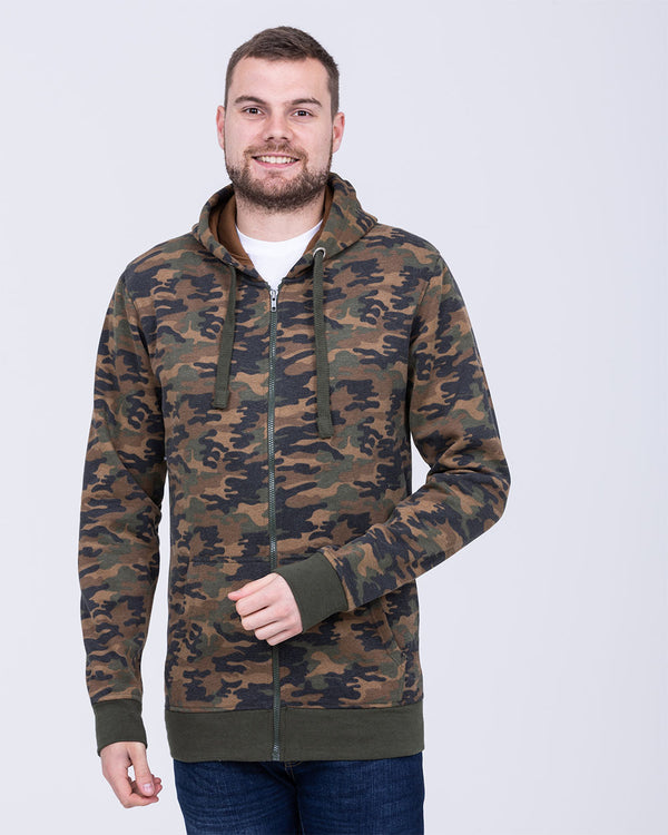 2t Reißverschluss Hoher Tarnfleck-Hoodie (Khaki)