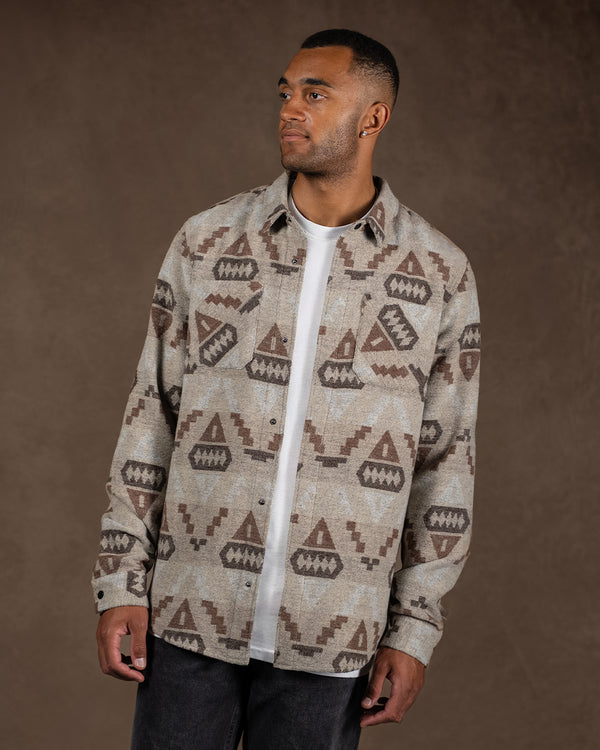 2t Cohen Tall Shacket (brown aztec)
