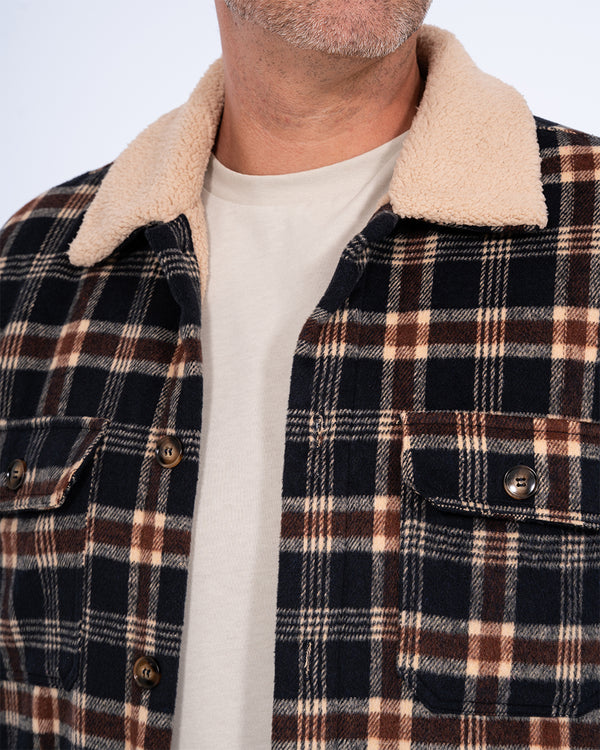 2t Cooper Tall Sherpa Lined Shacket (blue check)