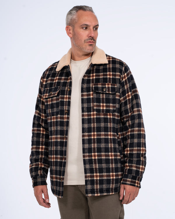 2t Cooper Tall Sherpa Lined Shacket (blue check)