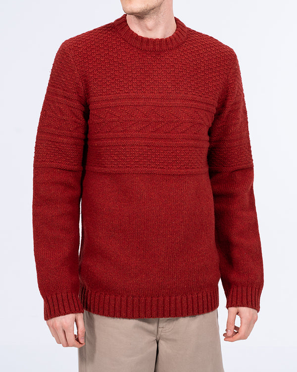 2t hoher Pullover aus Kabelstrick mit Lammwollmischung (rot)