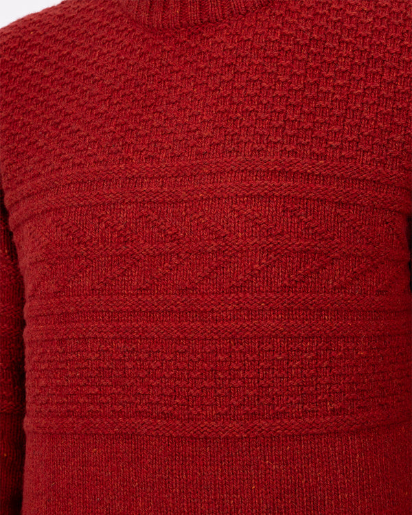 2t hoher Pullover aus Kabelstrick mit Lammwollmischung (rot)