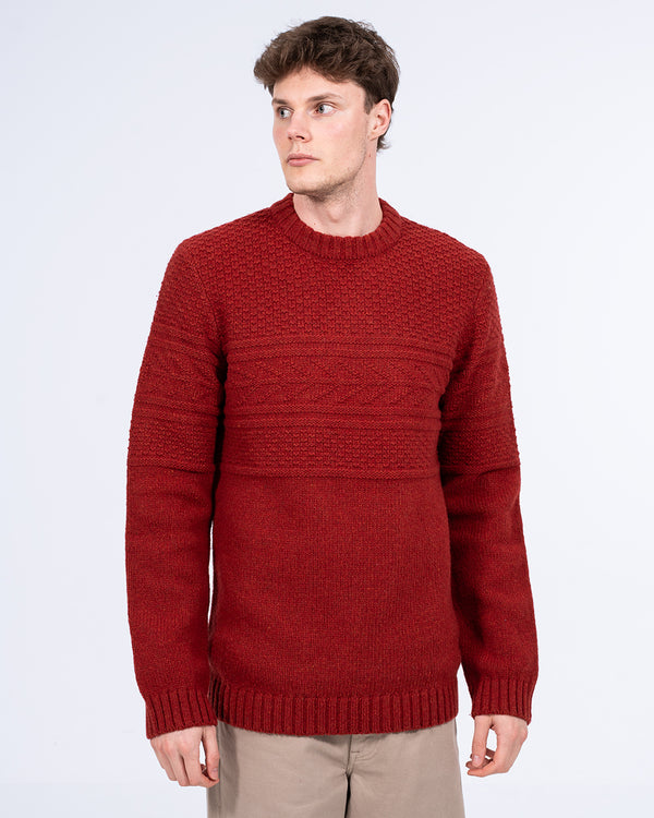 2t hoher Pullover aus Kabelstrick mit Lammwollmischung (rot)