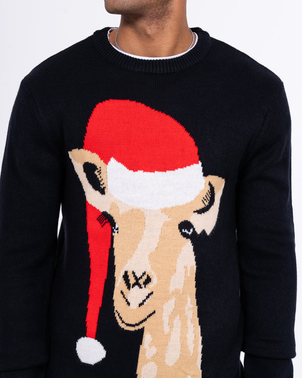 2t Tall Giraffe Crew Neck Christmas Jumper (navy)