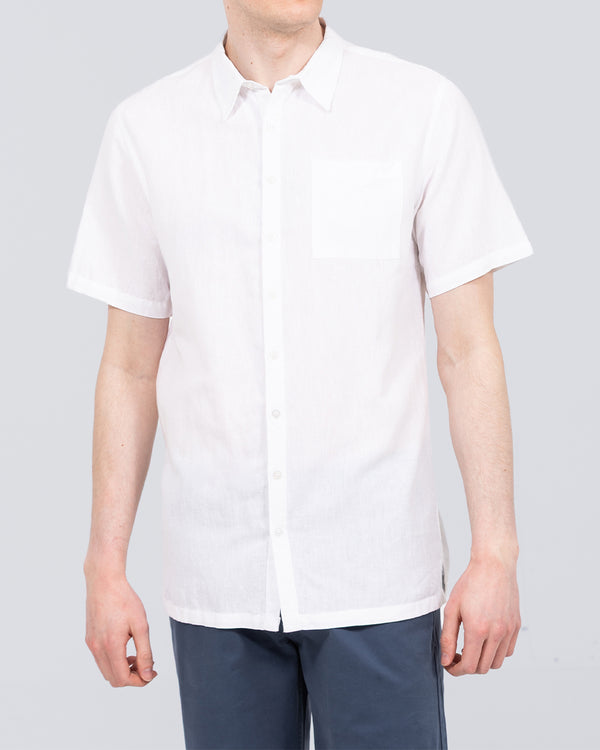 2t Short Sleeve Tall Linen Blend Shirt (white)