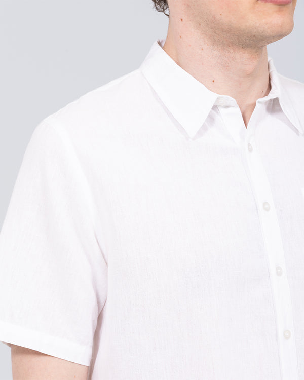 2t Short Sleeve Tall Linen Blend Shirt (white)