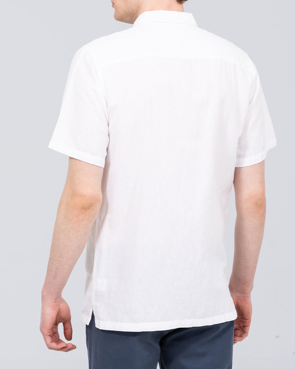 2t Short Sleeve Tall Linen Blend Shirt (white)