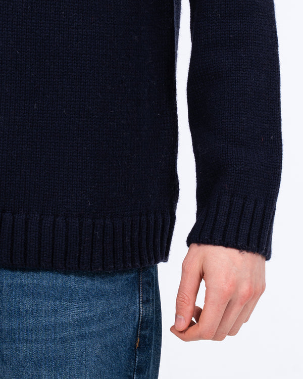 2t Tall Lambswool Blend Fairisle Quarter Zip Jumper (navy)