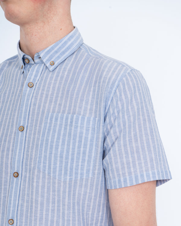 2t Tall Short Sleeve Linen Blend Shirt (sky)