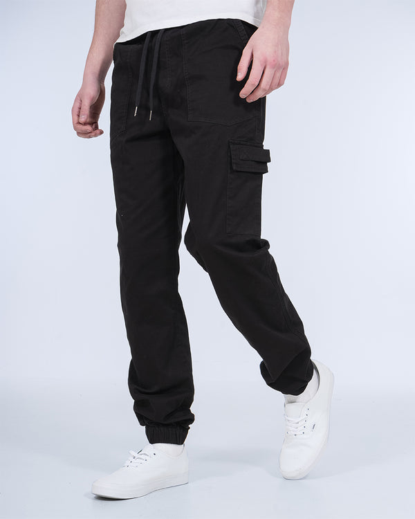 2t Jayden Regular Fit Tall Utility Cargo Trousers (black)