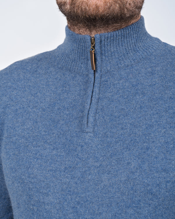 2t Tall Lambswool Quarter Zip Jumper (sapphire)