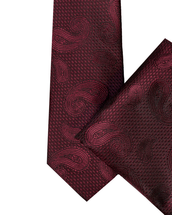 Knightsbridge Extra Long Paisley Tie Set (burgundy)