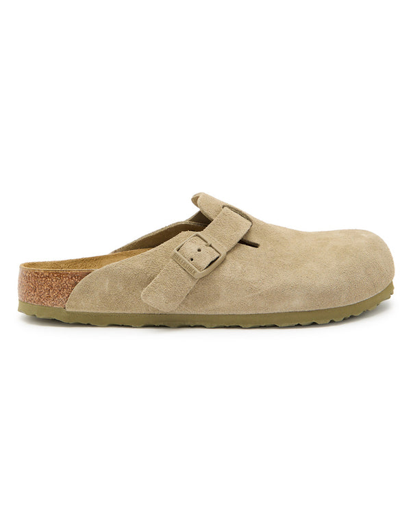 Birkenstock Boston Soft Footbed Suede Leather Clogs (faded khaki)
