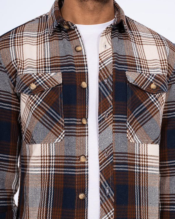 2t Caleb Tall Checked Shacket (camel)