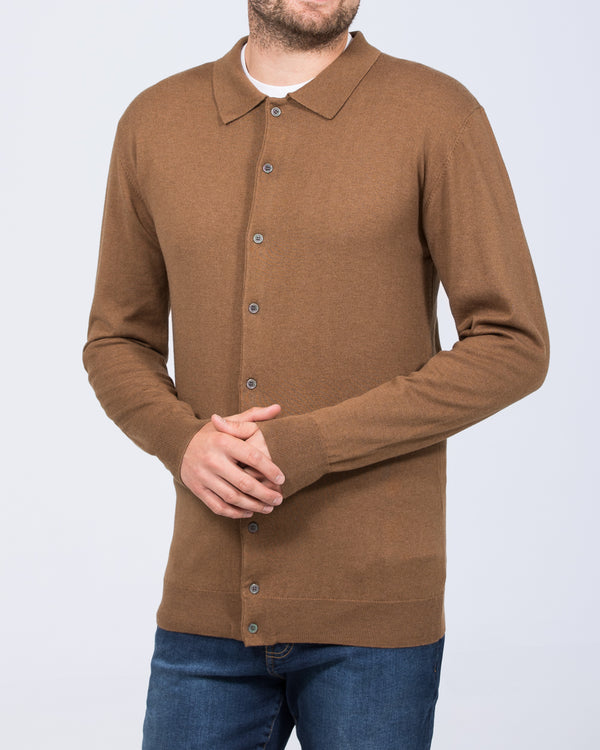 2t Adrian Tall Merino Blend Collar Cardigan (taupe)