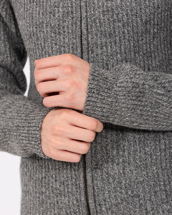 2t Tall Full Zip Up Cardigan (grey marl)