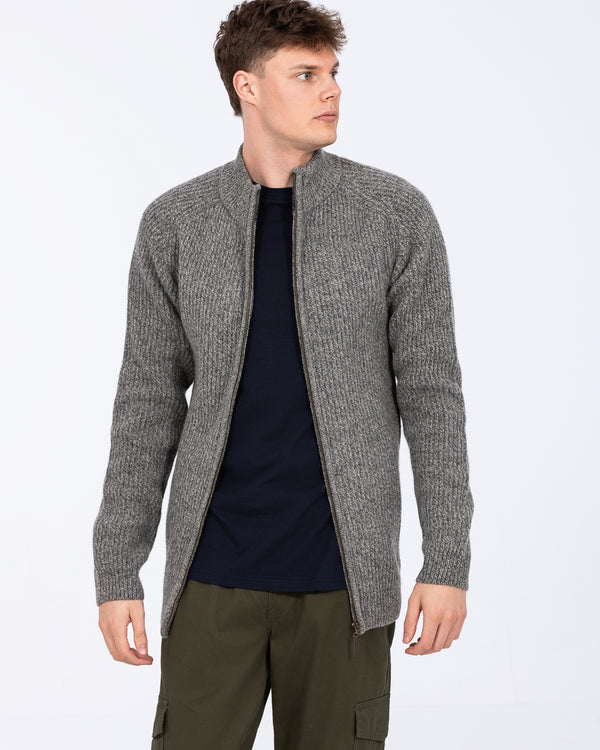 2t Tall Full Zip Up Cardigan (grey marl)
