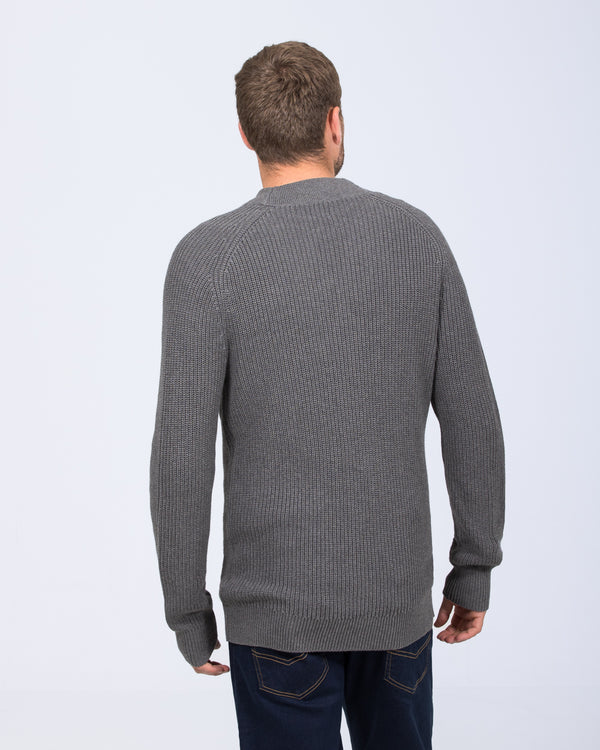 2t Patrick Tall Fisherman Rib Cardigan (charcoal)