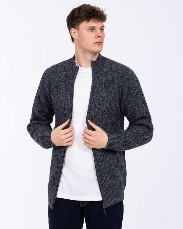 2t Tall Full Zip Up Cardigan (blue marl)