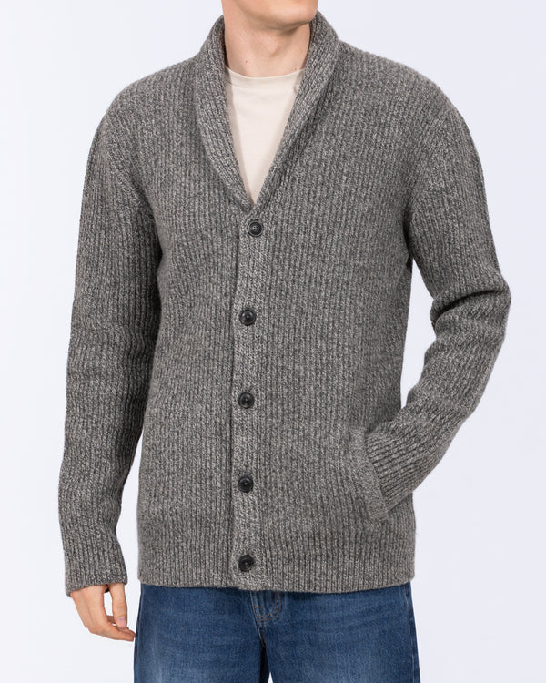 2t Tall Pure Wool Shawl Collar Cardigan (grey marl)