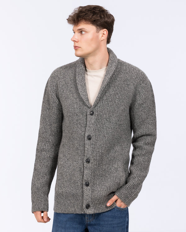 2t Tall Pure Wool Shawl Collar Cardigan (grey marl)
