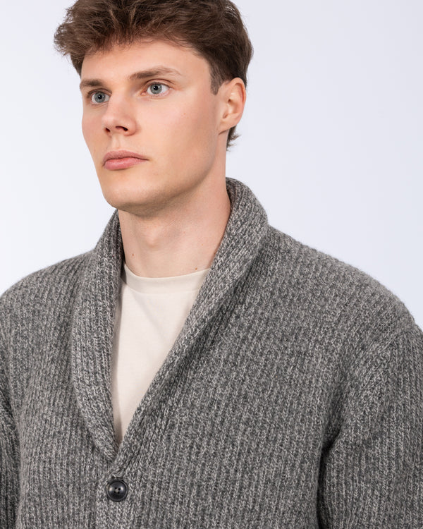 2t Tall Pure Wool Shawl Collar Cardigan (grey marl)