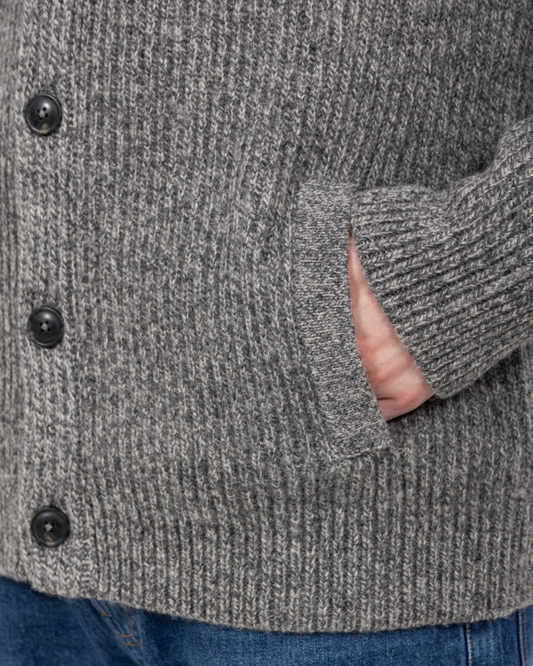 2t Tall Pure Wool Shawl Collar Cardigan (grey marl)