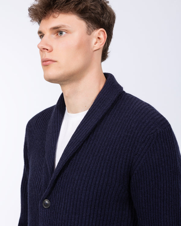 2t Tall Pure Wool Shawl Collar Cardigan (navy)