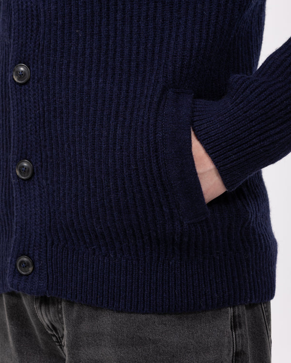 2t Tall Pure Wool Shawl Collar Cardigan (navy)