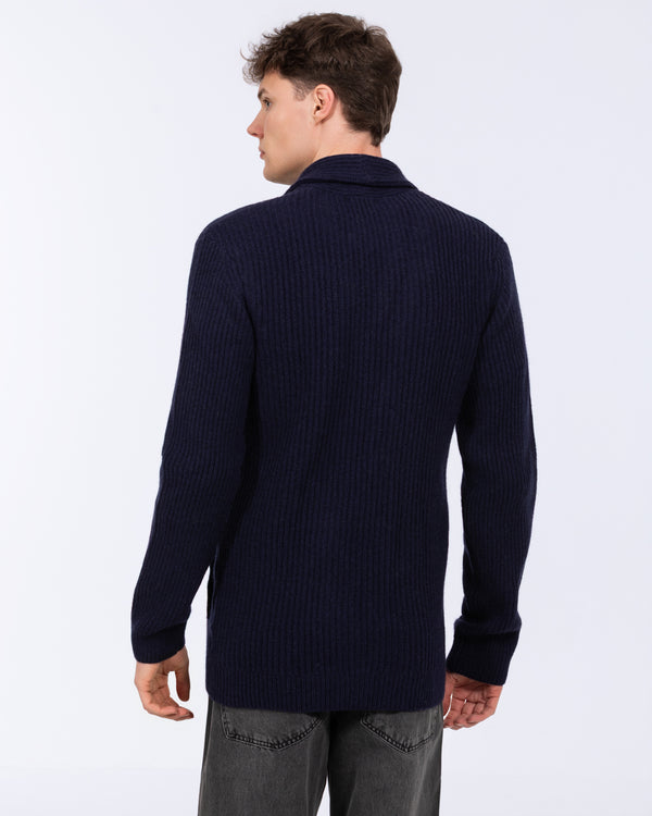 2t Tall Pure Wool Shawl Collar Cardigan (navy)