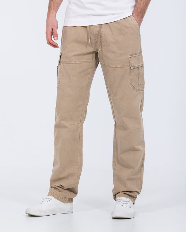 2t Shane Tall Regular Fit Ripstop Cargo Trousers (stone)