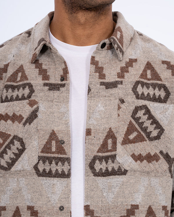 2t Cohen Tall Shacket (brown aztec)